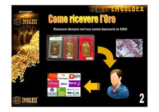 Ricevere denaro nel tuo conto bancario in ORO
 