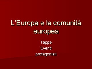 L’Europa e la comunitàL’Europa e la comunità
europeaeuropea
TappeTappe
EventiEventi
protagonistiprotagonisti
 