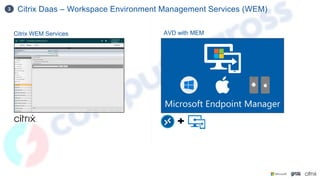 Citrix Daas – Workspace Environment Management Services (WEM)
3
Citrix WEM Services AVD with MEM
 