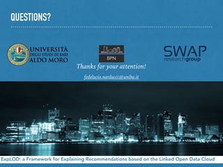 QUESTIONS?
ExpLOD: a Framework for Explaining Recommendations based on the Linked Open Data Cloud
Thanks for your attention!
fedelucio.narducci@uniba.it
BPN
 