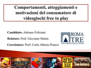 Candidato: Adriano Feliziani
Relatore: Prof. Giovanni Mattia
Correlatore: Prof. Carlo Alberto Pratesi
 