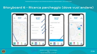Presentazione ﬁnale del progetto per il corso di Interazione Uomo Macchina e Usabilità del Software – prof.ssa Giuliana Vitiello
57/84
SmartPark: un parcheggio veloce ed intelligente
Team 1
Mercoledì 9 febbraio 2022 - a.a. 2021/2022
Storyboard 6 - Ricerca parcheggio (dove vuoi andare)
 