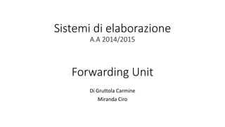 Sistemi di elaborazione
A.A 2014/2015
Forwarding Unit
Di Gruttola Carmine
Miranda Ciro
 