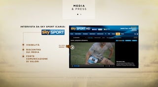 F U L V I O M O N E G H I N I
L ’ A N G E L O D E L D E S E R T O
M E D I A
& P R E S S
INTERVISTA DA SKY SPORT ICARUS:
C L I C K
H E R E !
VISIBILITÀ
RISCONTRO
SUI MEDIA
FORTE
COMUNICAZIONE
DI VALORI
 