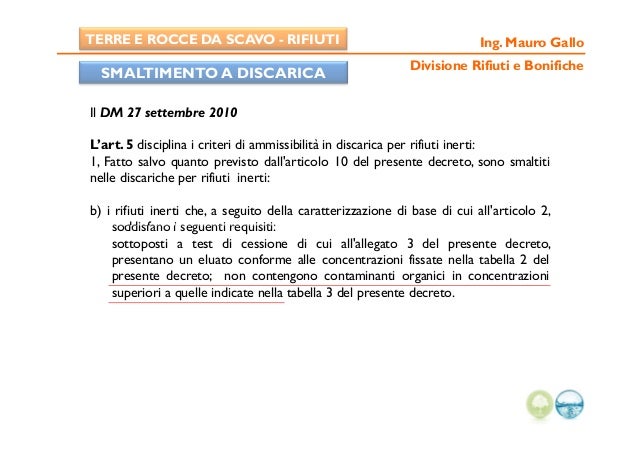 Il terreno come rifiuto, il recupero semplificato (DM 186/2006 Ex 05/…