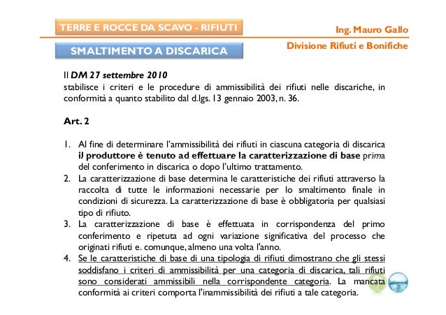 Il terreno come rifiuto, il recupero semplificato (DM 186/2006 Ex 05/…