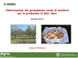 Valorizzazione del germoplasma sardo di mandorlo
per la produzione di dolci tipici
Genuri 8 Febbraio
Daniela Satta
 