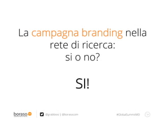 #GlobalSummitMD 24@grabbiosi | @borasocom
La campagna branding nella
rete di ricerca:
si o no?
SI!
 