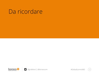 #GlobalSummitMD 36
Da ricordare
@grabbiosi | @borasocom
 