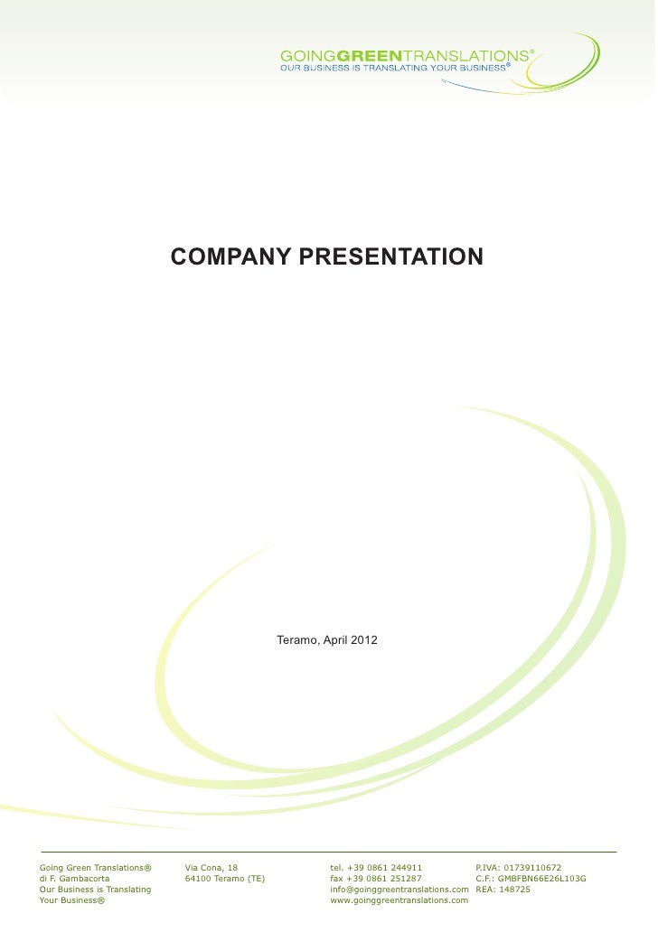 Presentazione Going Greentranslations Generale Inglese 1