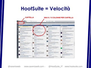 HootSuite = Velocità
@saverioweb www.saverioweb.com - @HootSuite_IT www.hootsuite.com
 