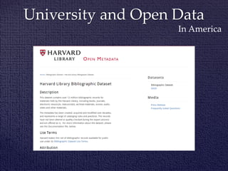 University and Open Data
In America
 