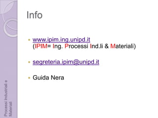 L’IngegnereChimico e diProcessoapprofondiscemeno la chimica,ma ne sviluppaiprodottie iprocessiProcessi Industriali e Materiali – Indirizzo Processi