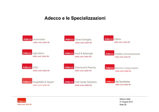 Adecco e le Specializzazioni




                               Adecco Italia
                               31 August 2010
                               Slide 26
 