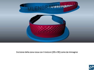 Incisione della zona rossa con 4 texture (2D e 3D) come da immagine
 