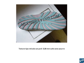 Texture tipo reticolo con prof. 0,08 mm sulle zone azzurre
 