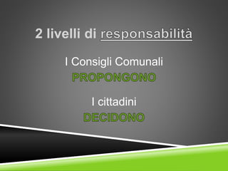 2 livelli di
I Consigli Comunali
I cittadini
 