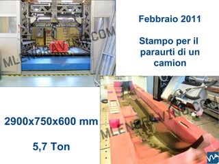 Febbraio 2011

                  Stampo per il
                  paraurti di un
                     camion




2900x750x600 mm

    5,7 Ton
 