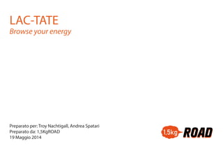 LAC-TATE
Browse your energy
Preparato per: Troy Nachtigall, Andrea Spatari
Preparato da: 1,5KgROAD
19 Maggio 2014
 
