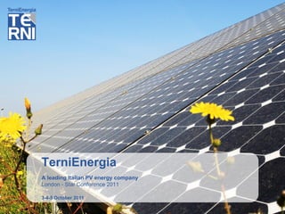 TerniEnergia
A leading Italian PV energy company
London - Star Conference 2011

3-4-5 October 2011
 