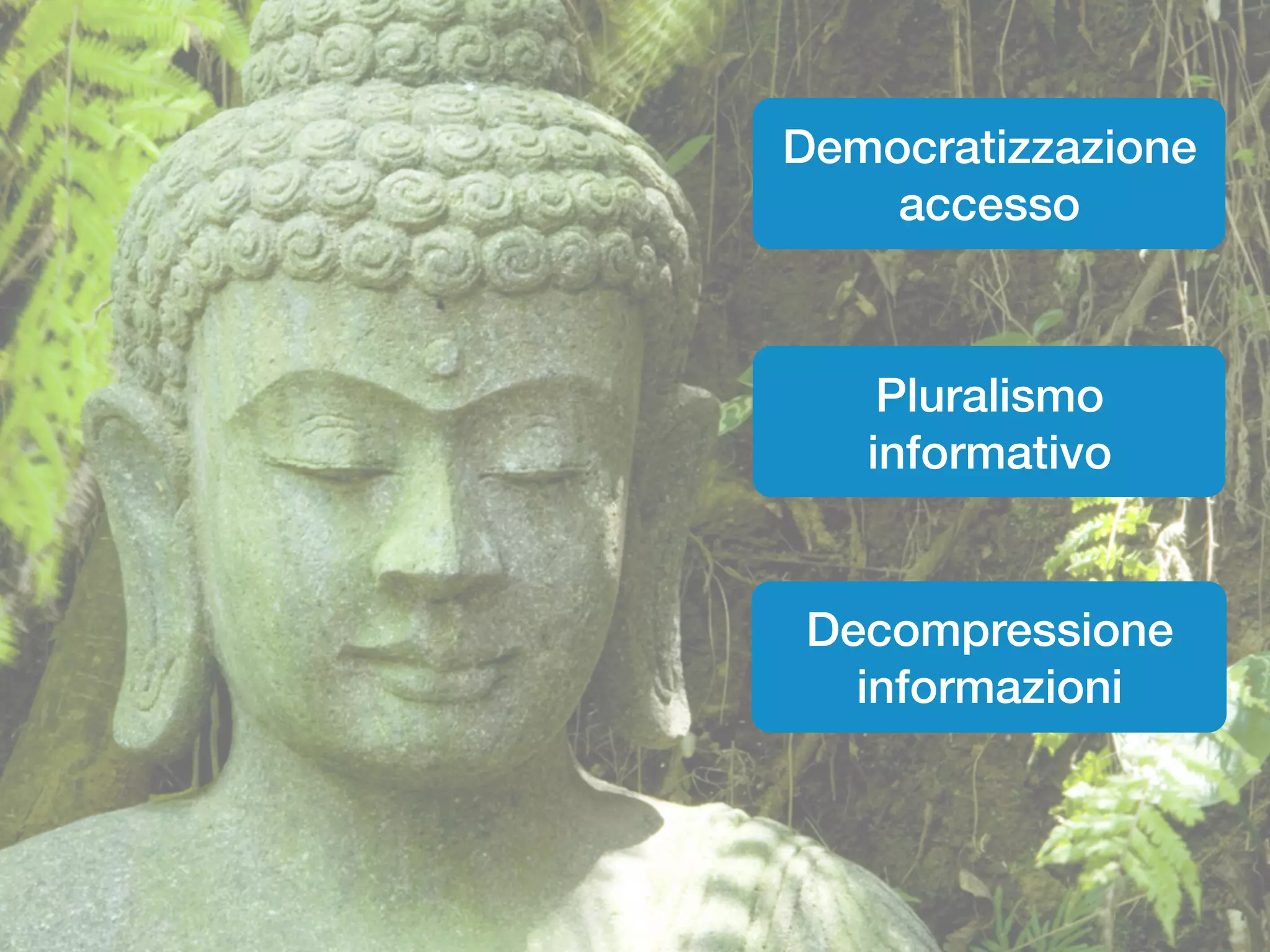 Democratizzazione
accesso

Pluralismo
informativo

Decompressione
informazioni

 
