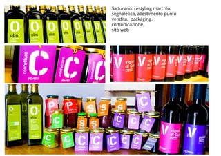 Sadurano: restyling marchio,
segnaletica, allestimento punto
vendita, packaging,
comunicazione,
sito web
 