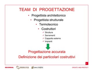 TEAM DI PROGETTAZIONE
      • Progettista architettonico
        • Progettista strutturale
           • Termotecnico
             • Costruttori
                   Struttura
                   Serramenti
                   Cappotto esterno
                   Impianti




      Progettazione accurata
Definizione dei particolari costruttivi
                                          8
 