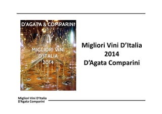 Migliori Vini D’Italia
2014
D’Agata Comparini

Migliori Vini D’Italia
D’Agata Comparini

 