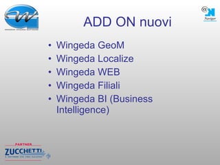 ADD ON nuovi Wingeda GeoM  Wingeda Localize Wingeda WEB Wingeda Filiali Wingeda BI (Business Intelligence) 