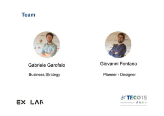 Team
Gabriele Garofalo Giovanni Fontana
Business Strategy Planner - Designer
