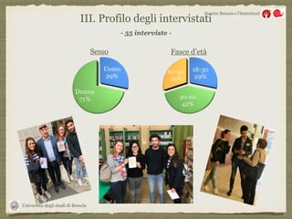 Università degli studi di Brescia
Nutrire Brescia e l’hinterland
III. Profilo degli intervistati
- 55 interviste -
 