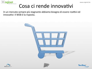 www.enginet.biz	
  


                       Cosa	
  ci	
  rende	
  innova:vi	
  
                   !




In	
  un	
  mercato	
  sempre	
  più	
  stagnante	
  abbiamo	
  bisogno	
  di	
  essere	
  reaPvi	
  ed	
  
innova:vi:	
  Il	
  WEB	
  è	
  la	
  risposta.	
  
 