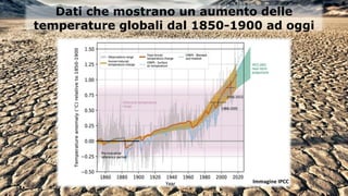 Dati che mostrano un aumento delle
temperature globali dal 1850-1900 ad oggi
Immagine IPCC
 