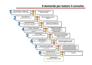 36
Una sola idea è il miglior test
Il concetto è orientato su un solo argomento
Focalizza solo un argomento ?
Altrimenti r...