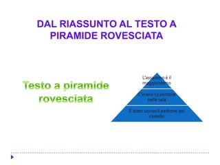DAL RIASSUNTO AL TESTO A
PIRAMIDE ROVESCIATA
 