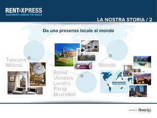 LA NOSTRA STORIA / 2

          Da una presenza locale al mondo




Toscana
Milano                            Mondo
              Roma
              Venezia
              Londra
              Parigi
              Bruxelles
 