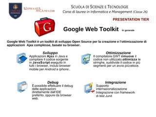S CUOLA DI  S CIENZE E  T ECNOLOGIE Corso di laurea in Informatica e Management   (Classe 26) Individuare tecnologie e metodi per la creazioni di rich internet application, studiarle in maniera più o meno approfondita per le realizzazione di un  social network. esigenze  aziendali : riduzione dei costi per lo sviluppo del software minimizzazione delle risorse umane per la scrittura e gestione del codice tempi di sviluppo ridotti e competitivi rispetto alla concorrenza compatibilità del prodotto su tutte le piattaforme disponibili 