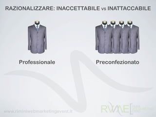 RAZIONALIZZARE: INACCETTABILE VS INATTACCABILE




    Professionale           Preconfezionato
 
