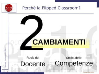 2
MarcelloFesteggiante-2015
7 dicembre 2016
Perché la Flipped Classroom?
2 Scelta delle
Competenze
Ruolo del
Docente
CAMBIAMENTI
 