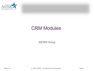 CRM Modules ASTER Group 