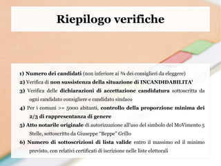 Adempimenti burocratici presentazione liste civiche MoVimento ...