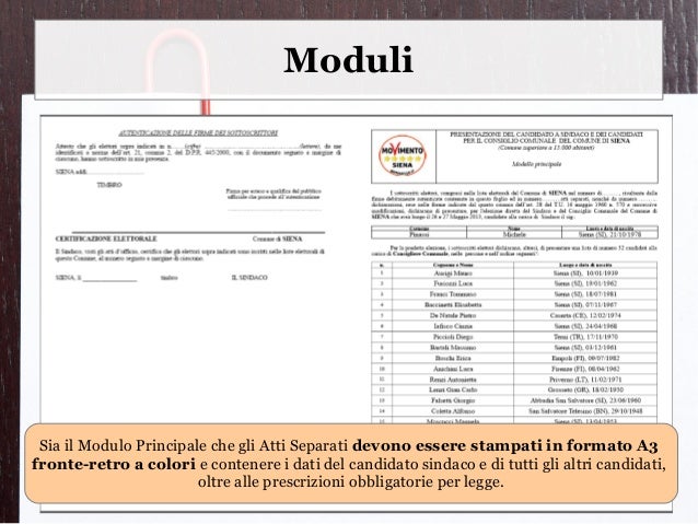 Adempimenti burocratici presentazione liste civiche MoVimento ...