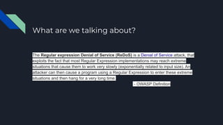 ReDoS - Regular Expession Denial of Service | PPT