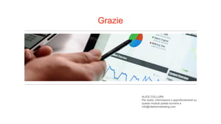 Grazie
ALICE COLLURA
Per dubbi, informazioni o approfondimenti su
questo modulo potete scrivere a
info@viterbomarketing.com
 