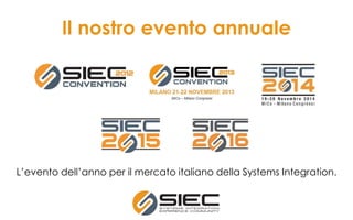 Il nostro evento annuale
L’evento dell’anno per il mercato italiano della Systems Integration.
 