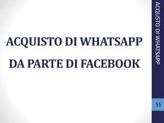ACQUISTO DI WHATSAPP
DA PARTE DI FACEBOOK
55
ACQUSTODIWHATSAPP
 