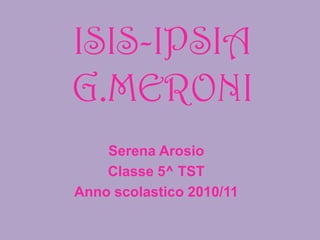ISIS-IPSIA G.MERONI Serena Arosio Classe 5^ TST Anno scolastico 2010/11 