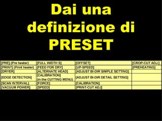 Dai una definizione di PRESET 