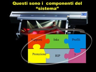 Questi sono i  componenti del  “sistema”  Supporti Protezione RIP Inks ?  Profili 
