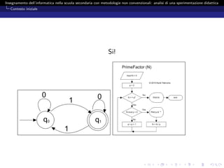 Insegnamento dell’informatica nella scuola secondaria con metodologie non convenzionali: analisi di una sperimentazione didattica
   Contesto iniziale




                                                              Si!
 